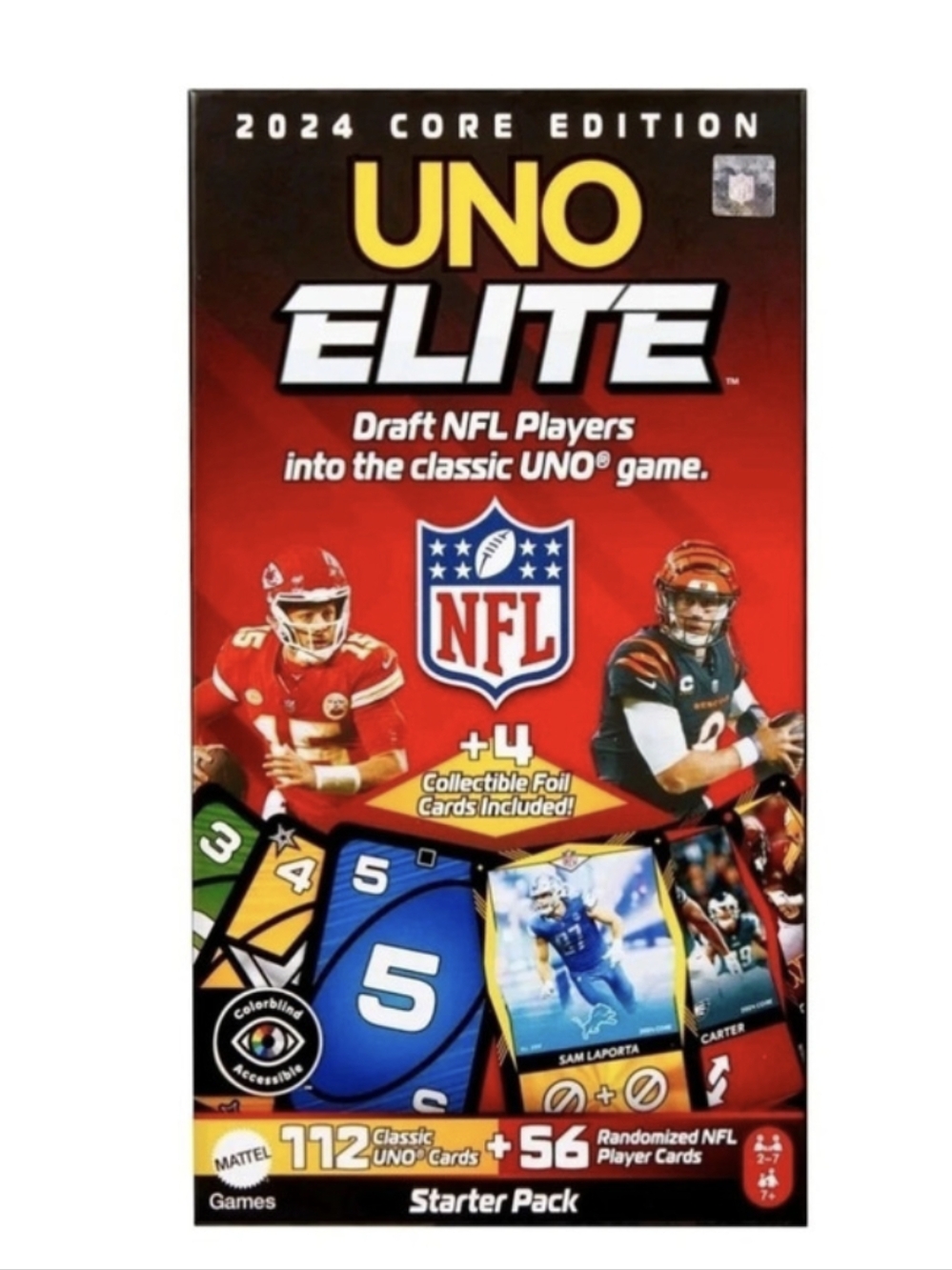 Mattel UNO Elite NFL Card Game Starter Pack NWT